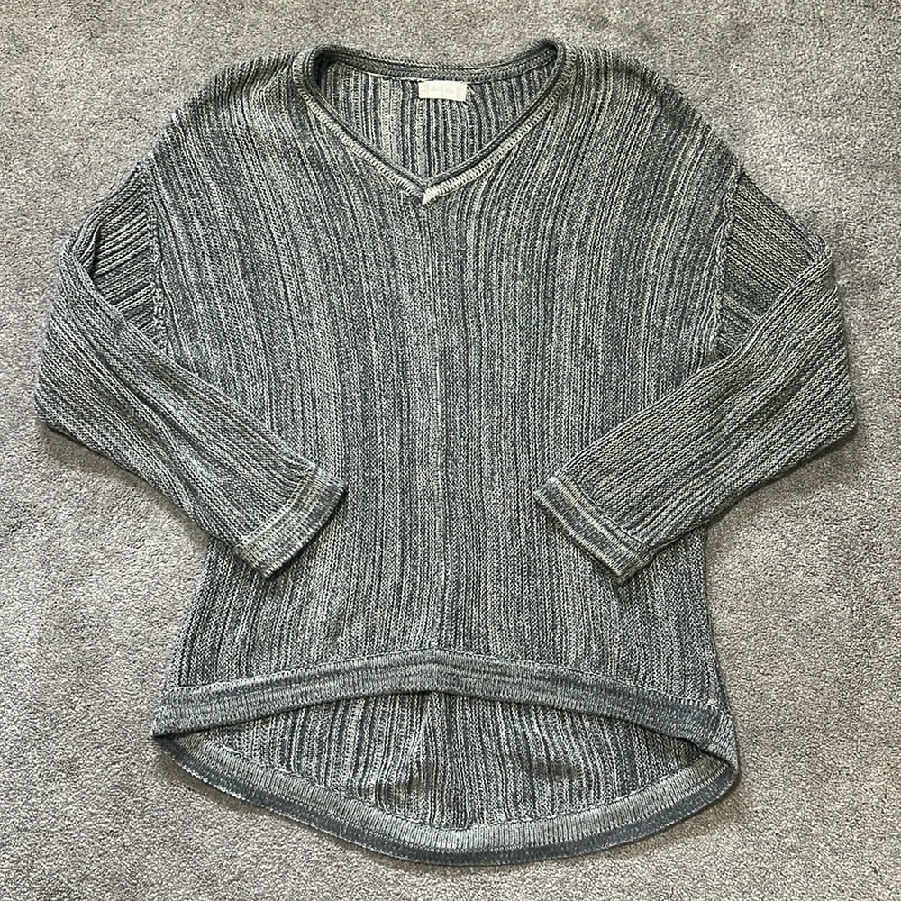 Altar’d State Oversized V-Neck Knit Grandpa Sweater Grey size small